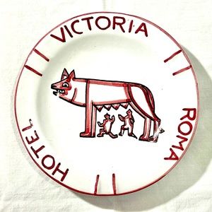 Vtg Hotel Victoria Rome Deruta Italy Pottery Hand Painted Ashtray Dish Ceramic